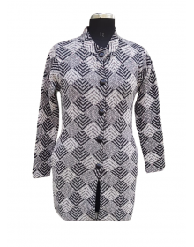 Women Long coat Dark grey Jacquard design